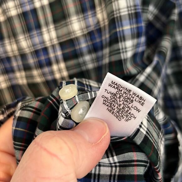 Roundtree & Yorke Casuals Men’s Long Sleeve Plaid Button Down Large Blue Vintage - Picture 4 of 8